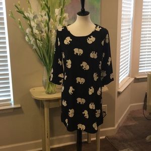 Dress, Black with white elephants